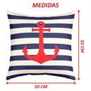 Ver imagem 2 de Kit 4 Capas de Almofadas Azul Âncora Navegação Marítima