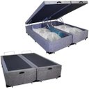 Ver imagem 2 de Cama Box Baú Queen Bipartido Suede Cinza 158x198