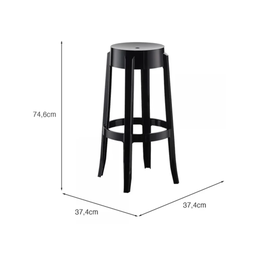 Kit 02 Banquetas Plastica Shine Preto - 2