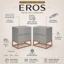 Ver imagem 2 de Conjunto 2 Mesas de Cabeceira Estilo Industrial 2 Gavetas Eros 45 Base Cobre Off White