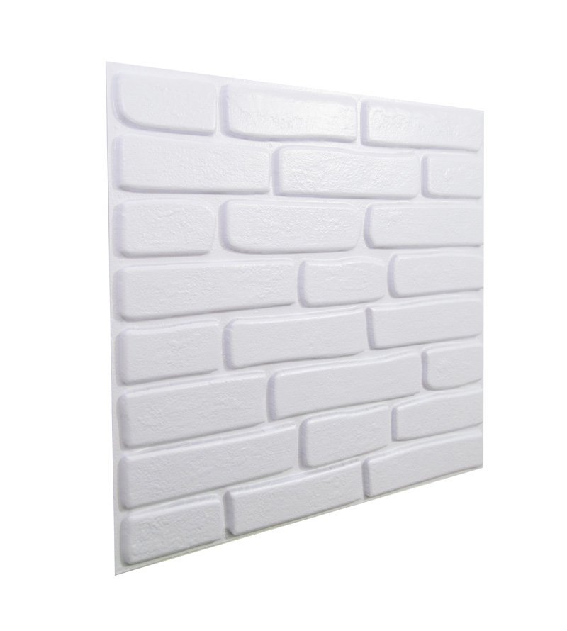 Kit 4 Placas Revestimento de Parede PVC 3d Alto Relevo Tijolinho Branco ...