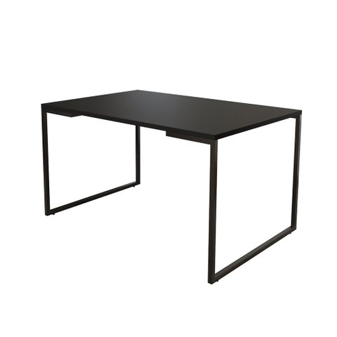 Mesa de Jantar Industrial 6 Lugares Preta 140x90 Base Aço Preto