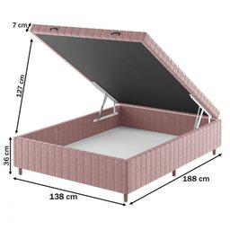 Base de Cama Box Casal Vision com Baú Turkey/rose - Vian - 2