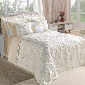 Cobre Leito Queen Dupla Face Micropercal 180 Fios Melody 5 Peças - Marfim