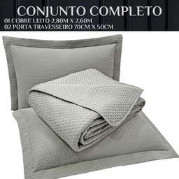 Conjunto Casal King Size Seline 200 Fios Bordado Toque Super Macio:cinza - 4