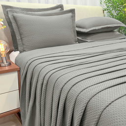 Conjunto Casal King Size Seline 200 Fios Bordado Toque Super Macio:cinza - 1