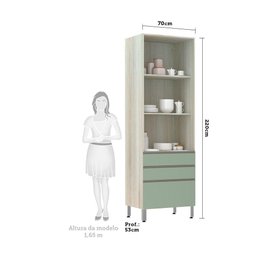 Paneleiro 70Cm Luci Legno Crema Com Verde Jade - 3