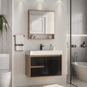 Ver imagem 1 de Conjunto para Banheiro Clarice 78 Cm com Lavatório e Espelheira - Fabribam Gabinetes