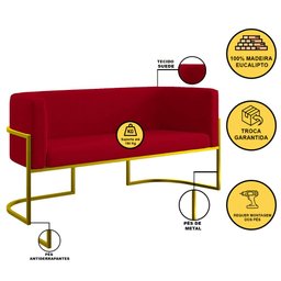 Kit 2 Poltronas + Sofá 2 Lugares para Recepção – Balaqui Cor:vermelho - 3