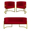 Ver imagem 1 de Kit 2 Poltronas + Sofá 2 Lugares para Recepção – Balaqui Cor:vermelho