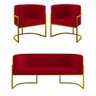 Kit 2 Poltronas + Sofá 2 Lugares para Recepção – Balaqui Cor:vermelho - 1