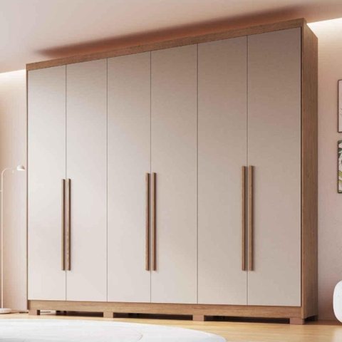 Guarda Roupa Casal Brescia 3387A 6 Portas 6 Gavetas MDP Cedro-Duna Móveis Castro