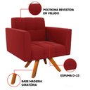Ver imagem 3 de Poltrona Sala Decorativa Elisa Base Giratória Castanho Mm30 Veludo Marsala D03 - D’Rossi