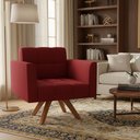 Ver imagem 1 de Poltrona Sala Decorativa Elisa Base Giratória Castanho Mm30 Veludo Marsala D03 - D’Rossi