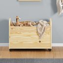 Ver imagem 2 de Baú para Brinquedos Organizador Rodinhas Quarto Infantil Benjamin Natural Idimex