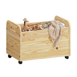 Baú para Brinquedos Organizador Rodinhas Quarto Infantil Benjamin Natural Idimex - 4