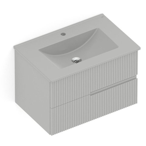 Gabinete Integrado 2 Gavetas 70x47cm com Lavatório Elite Cinza/Stone