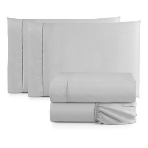 Jogo Cama Casal Toque Macio 4 Peças Percal 600 Fios Cinza