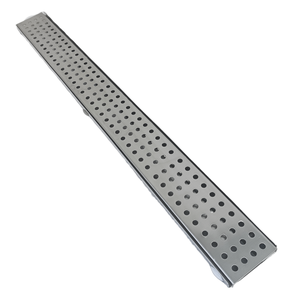 Grelha Pluvial 5x50 em Inox Polido Espelhado Perfurado Moderno com Aro Borda de Piscina Varanda Gour