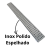 Grelha Pluvial 5x50 em Inox Polido Espelhado Perfurado Moderno com Aro Borda de Piscina Varanda Gour - 5