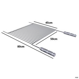 Grelha Uruguaia Barra Redonda Aço Inox Grande Reta 80x50cm - 3