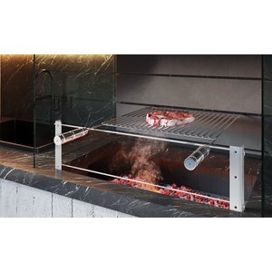 Grelha Uruguaia Barra Redonda Aço Inox Grande Reta 80x50cm