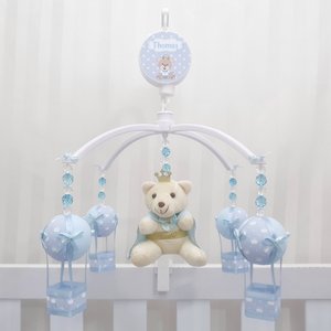 MOBILE PARA BERÇO MUSICAL GIRATÓRIO PRÍNCIPE BALÃO AZUL