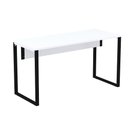 Ver imagem 1 de Mesa Escritório P25 Tub Pandin 150 Cm (larg) X 70 Cm (prof) Tampo Mdp Branco Pé Aço Tubular Preto