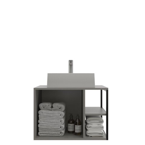 Gabinete para Banheiro 60cm com Cuba Nassau Cinza/Cimento
