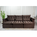 Ver imagem 2 de Sofá Retrátil e Reclinável Ipanema 2,10m em Tecido Veludo C/ 03 Módulos - Montagem Inclusa:marrom