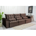 Ver imagem 3 de Sofá Retrátil e Reclinável Ipanema 2,10m em Tecido Veludo C/ 03 Módulos - Montagem Inclusa:marrom