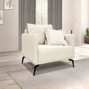Ver imagem 2 de Kit 2 Poltronas e Sofá Living 2 Lugares 1,80m Sirius Linho Pés Metálicos - Pallazio Natural