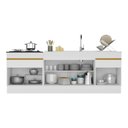 Ver imagem 5 de Kit 2 Balcões com Rodapé Gabinete Pia 150 Cm e Cooktop 70 Cm Veneza Gw Multimóveis Mp2108 Branco
