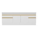 Ver imagem 6 de Kit 2 Balcões com Rodapé Gabinete Pia 150 Cm e Cooktop 70 Cm Veneza Gw Multimóveis Mp2108 Branco