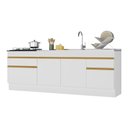 Ver imagem 3 de Kit 2 Balcões com Rodapé Gabinete Pia 150 Cm e Cooktop 70 Cm Veneza Gw Multimóveis Mp2108 Branco