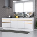 Ver imagem 1 de Kit 2 Balcões com Rodapé Gabinete Pia 150 Cm e Cooktop 70 Cm Veneza Gw Multimóveis Mp2108 Branco