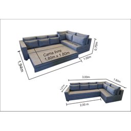 Sofá de Canto Sfc_mm 08 que Se Transforma em Sofá Cama de Casal Resistente e Confortável em Aquabloc - 5