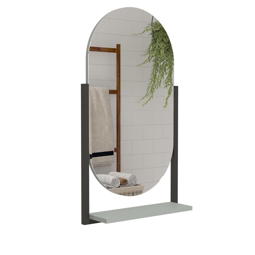 Espelheira Espelho Floripa com Prateleira Aço para Banheiro Decorativa Verde Pistache - 3