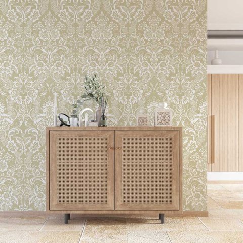 Papel de Parede Arabesco Amarelo Florido Gh Papel de Parede 2,5m