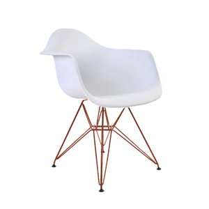 Poltrona Eiffel Eames Branca com Braço Daw em Ferro Cobre