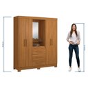 Ver imagem 5 de Guarda-Roupa Casal com Espelho 4 Portas 3 Gavetas 1 Nicho Capelinha Marrom/Freijó