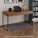 Ver imagem 1 de Escrivaninha Industrial Madeira Padrão Office Amêndoa Malta 137x53cm com Base em Ferro Preto