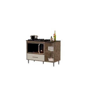 Balcão Armário para Cooktop Co com Espaço para Forno Cor Canela / Off White