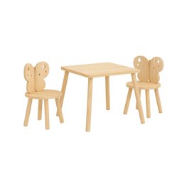 Mesa Infantil com Cadeira Borboleta em Madeira Pinus - 1