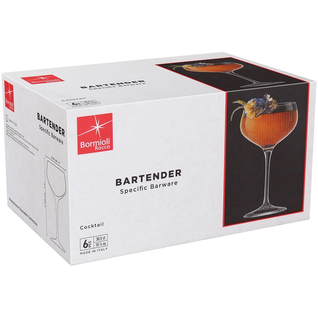Taça Coquetel Coupe 17X10X10 cm 300ml Vidro Transparente 6 Peças Bormioli Rocco Bartender - 2