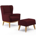 Ver imagem 1 de Kit Poltrona Decorativa Milena D02 com Puff Viseo Veludo Marsala C-278 - Lyam Decor