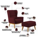 Ver imagem 4 de Kit Poltrona Decorativa Milena D02 com Puff Viseo Veludo Marsala C-278 - Lyam Decor