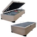 Ver imagem 1 de Cama Box Baú Solteiro Sintético Bege Emth 88x188x40