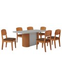 Ver imagem 5 de Mesa de Jantar Aspen 180cm Tampo Mdf Vidro 6 Cadeiras Copper Veludo Marrom/nat/off/serig. Off