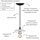 Ver imagem 3 de Pendente Luminária de Teto Bocal Simples Retrô Suporte Plástico - Soquete E-27 – Abf Luminárias:bran